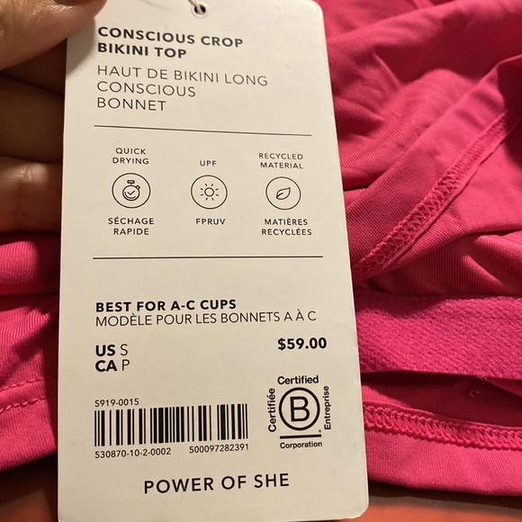 💗 Athleta Conscious Crop Bikini Top A-C // Salvia Pink - Picture 7 of 9